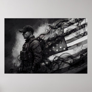 Police Officer Patriotic Law Enforcement Tribute Poster