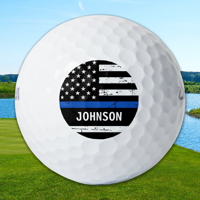 Police Officer Personalised Name Thin Blue Line Golf Balls (Creator Uploaded)