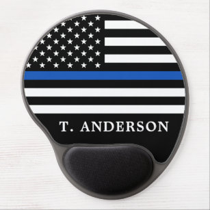 Police Officer Personalised Thin Blue Line Gel Mouse Pad