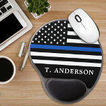 Police Officer Personalised Thin Blue Line Gel Mouse Pad<br><div class="desc">Thin Blue Line Mouse Pad - American flag in Police Flag colours, modern black and blue design . Personalise with police officers name. This personalised police officer mouse pad is perfect for police departments. COPYRIGHT © 2020 Judy Burrows, Black Dog Art - All Rights Reserved. Police Officer Personalised Thin Blue...</div>