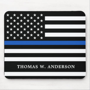 Police Officer Personalised Thin Blue Line Mouse Pad