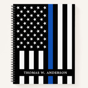 Police Officer Personalised Thin Blue Line Notebook