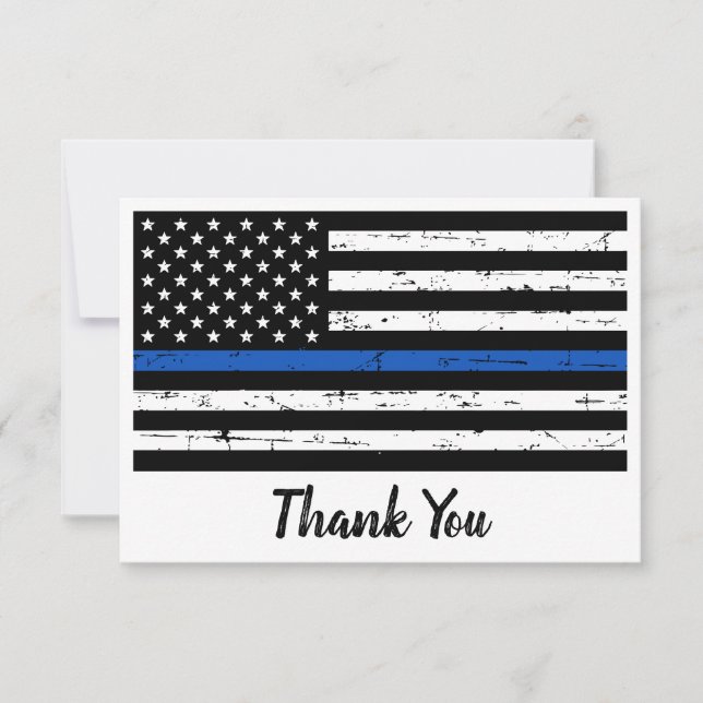 Police Officer Personalised Thin Blue Line Thank You Card (Front)