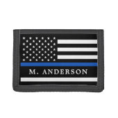 Police Officer Personalised Thin Blue Line Trifold Wallet (Front)