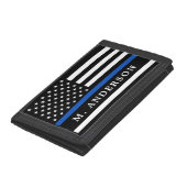 Police Officer Personalised Thin Blue Line Trifold Wallet (Bottom)