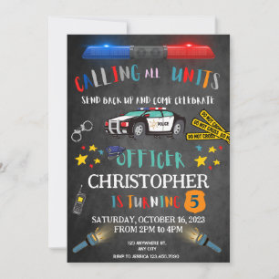 Police Officer Police Birthday Invitation