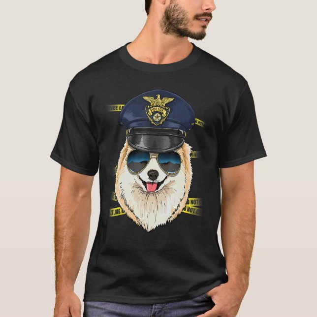Police Officer Pomeranian Cop Crime Scene K9 Pom D T-Shirt (Front)