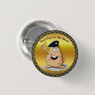 Police officer potato with a blue police hat 3 cm round badge