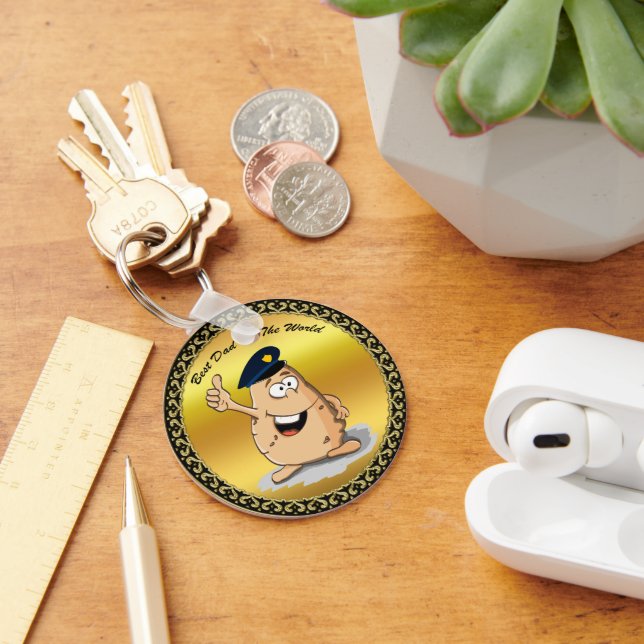Police officer potato with a blue police hat key ring (Desk)