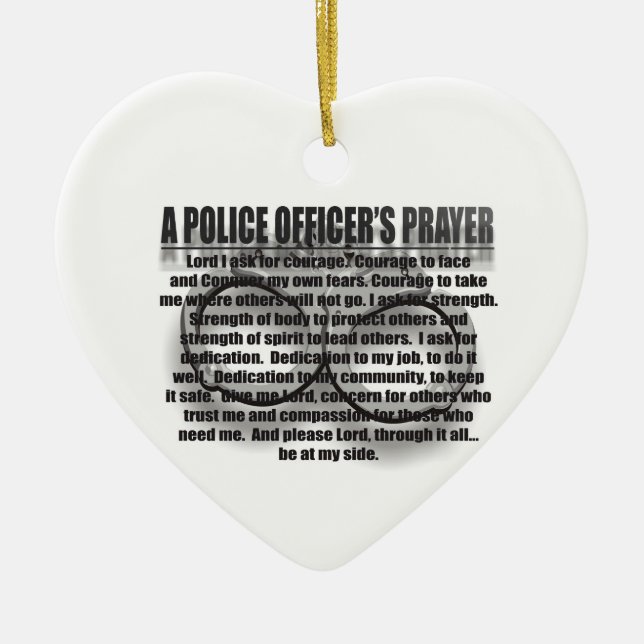 Police Officer Prayer Ceramic Ornament (Front)