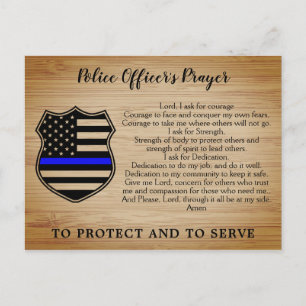 Police Officer Prayer Rustic Thin Blue Line Flag Postcard