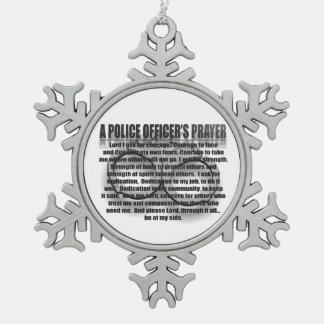 Police Officer Prayer Snowflake Pewter Christmas Ornament