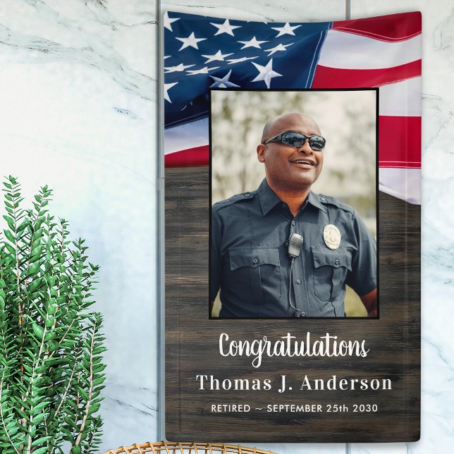 Police Officer Retirement American Flag Party  Banner (Creator Uploaded)