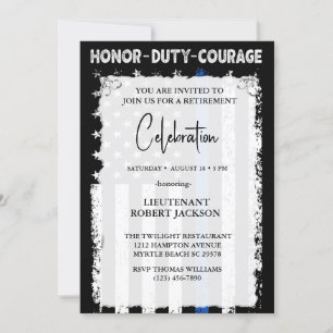   Police Officer Retirement Graduation Birthday   Invitation