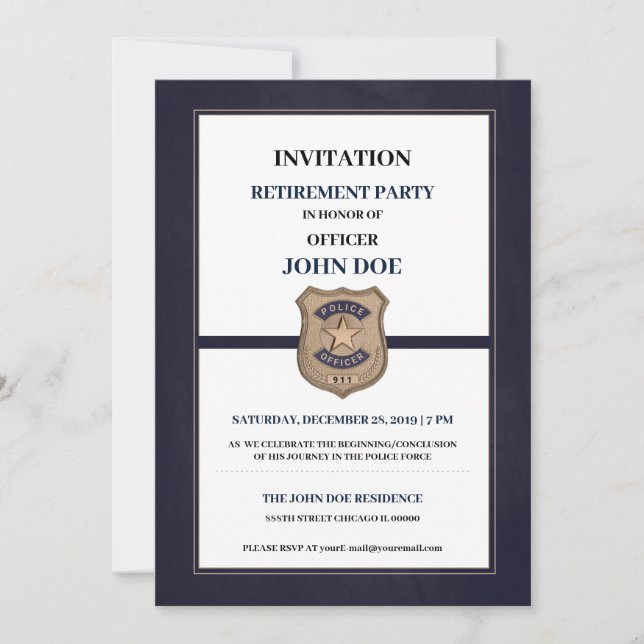 Police Officer Retirement Invitation (Front)