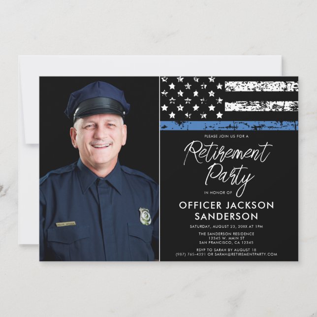 Police Officer Retirement Law Enforcement Photo Invitation (Front)