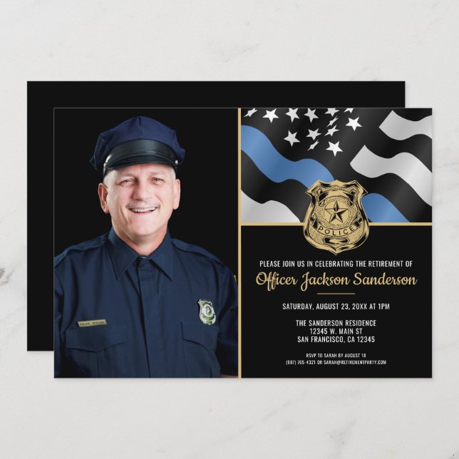 Police Officer Retirement Law Enforcement Photo Invitation (Front/Back)