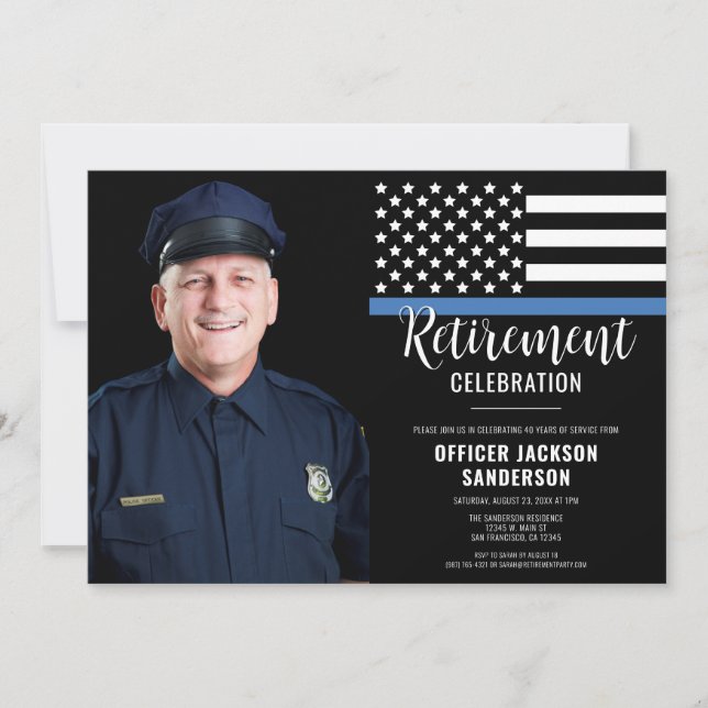 Police Officer Retirement Law Enforcement Photo Invitation (Front)