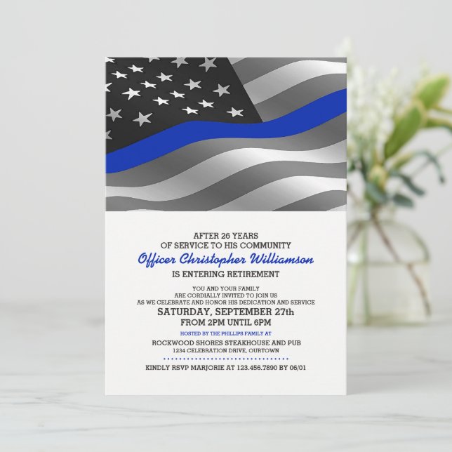 Police Officer Retirement Party Invitation (Standing Front)