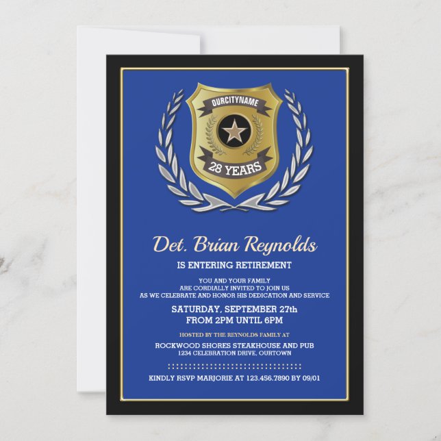 Police Officer Retirement Party Invitation (Front)