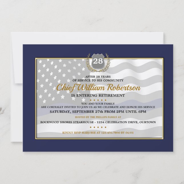 Police Officer Retirement Party Invitations (Front)
