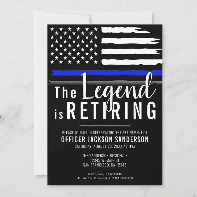 Police Officer Retirement Party Law Enforcement Invitation (Front)