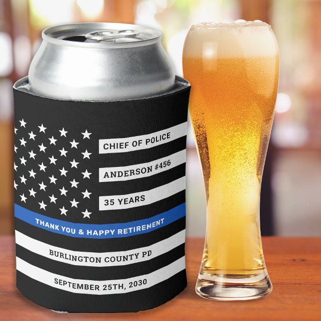 Police Officer Retirement Party Thin Blue Line Can Cooler (Creator Uploaded)