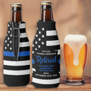 Police Officer Retirement Thin Blue Line Bottle Cooler