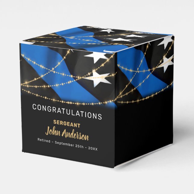 Police Officer Retirement Thin Blue Line Party  Favour Box (Front Side)