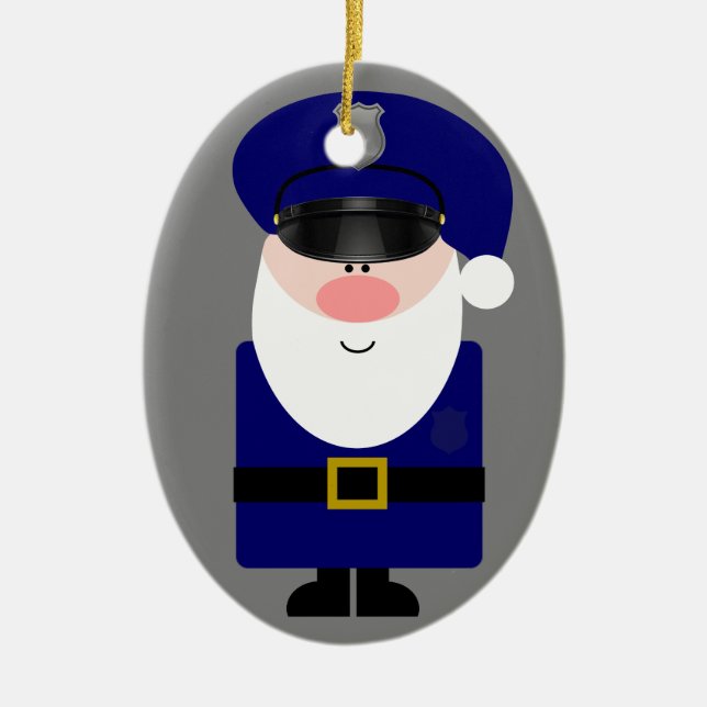 Police Officer Santa Ceramic Ornament (Front)