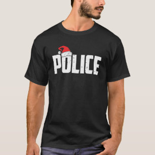 Police Officer Santa Hat Christmas Funny Police Sa T-Shirt