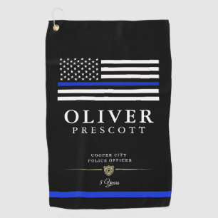 Police Officer   Service Anniversary Black Golf Towel