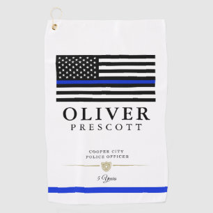 Police Officer   Service Anniversary White Golf Towel