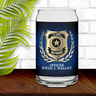 Police Officer Shield Personalised  Can Glass
