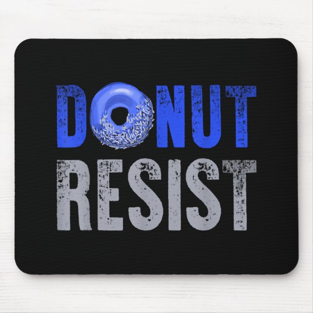 Police Officer Shirt Thin Blue Line Doughnut Resis Mouse Pad (Front)