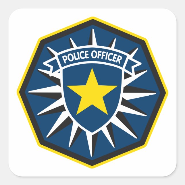 Police Officer Star Square Sticker (Front)