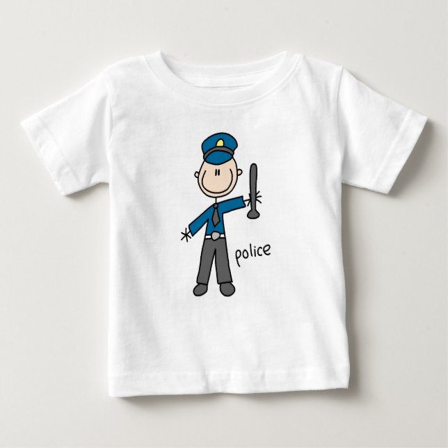 Police Officer Stick Figure Baby T-Shirt (Front)