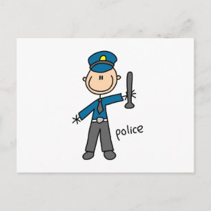 Police Officer Stick Figure Postcard