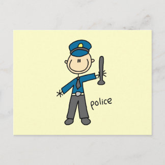 Police Officer Stick Figure Postcard