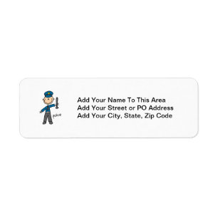 Police Officer Stick Figure Return Address Label