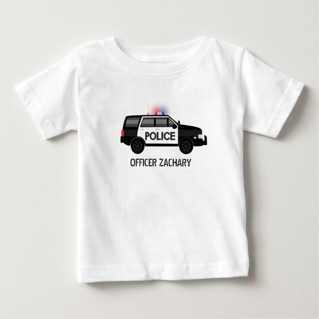 Police Officer SUV Birthday Baby T-Shirt (Front)