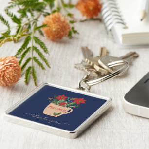 Police Officer Thank You at Christmas Poinsettias Key Ring