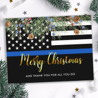 Police Officer Thin Blue Line Christmas Thank You