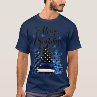 Police Officer Thin Blue Line Flag Christmas Tree T-Shirt