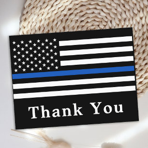 Police Officer Thin Blue Line Flag Thank You Postcard