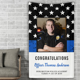 Police Officer Thin Blue Line Graduation Party Banner