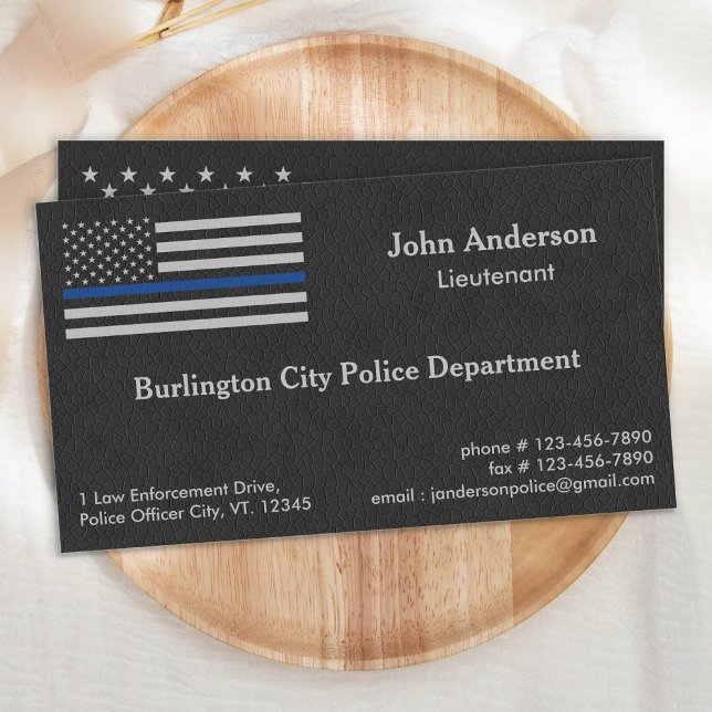 Police Officer Thin Blue Line Law Enforcement   Business Card (Creator Uploaded)