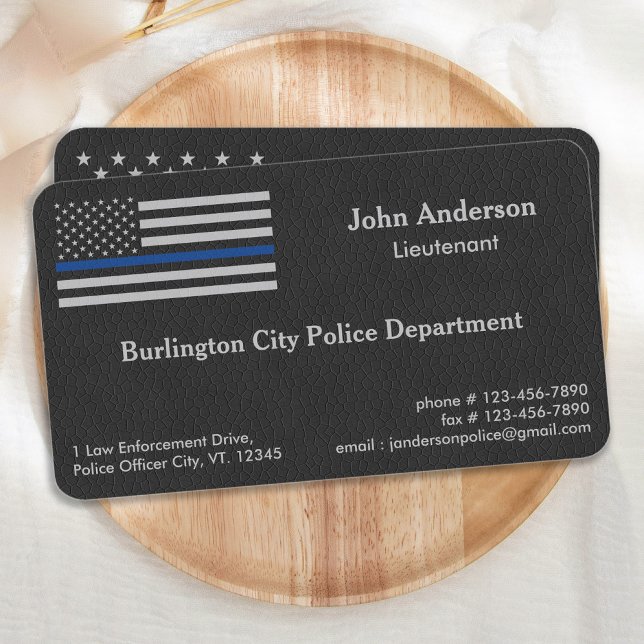 Police Officer Thin Blue Line Law Enforcement Business Card (Creator Uploaded)