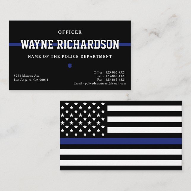 Police Officer Thin Blue Line Law Enforcement Business Card (Front/Back)