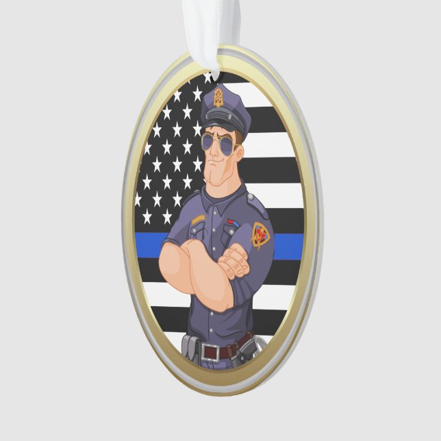 Police Officer Thin Blue Line Ornament (Front)